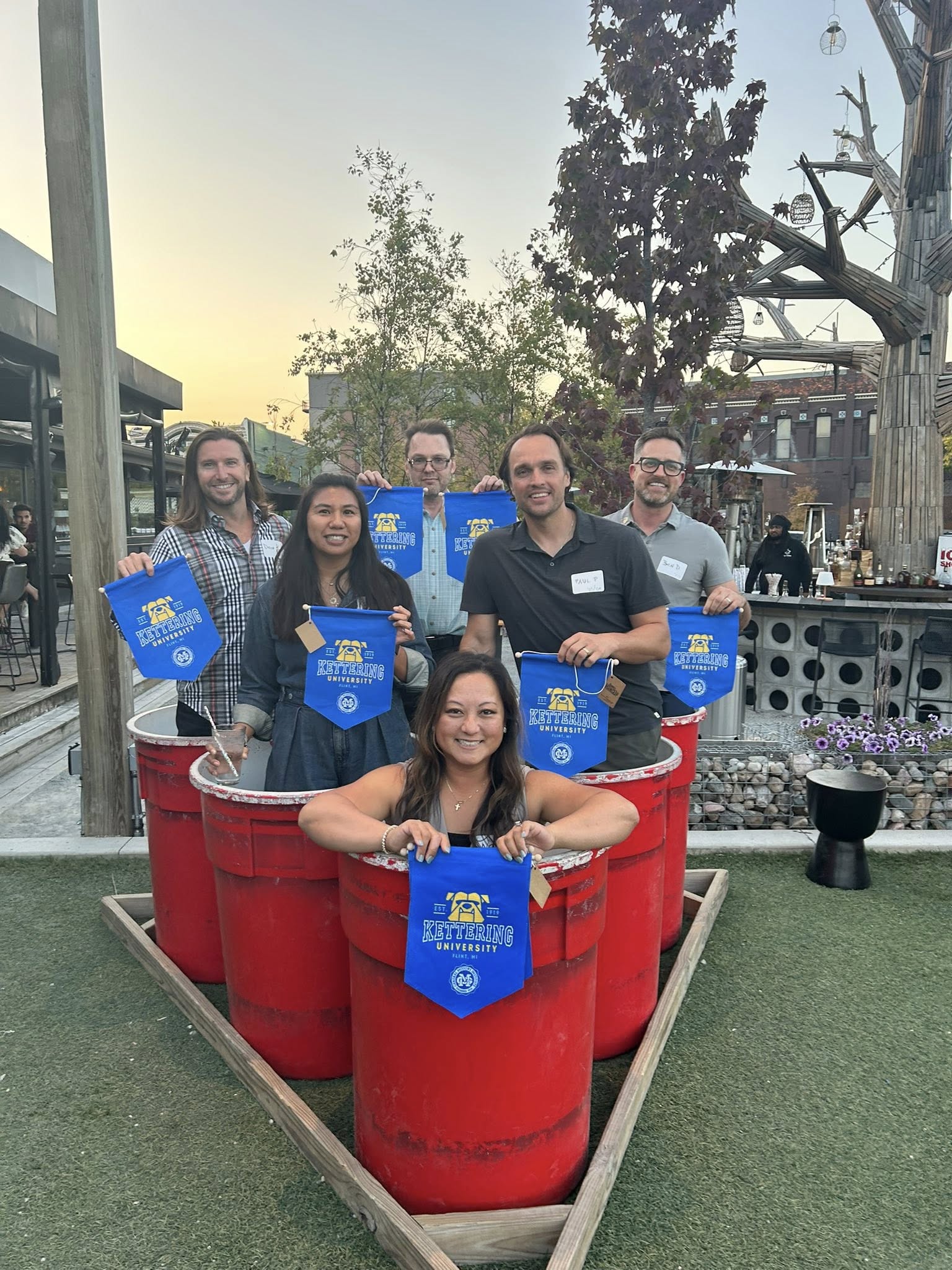 alumni at event having fun