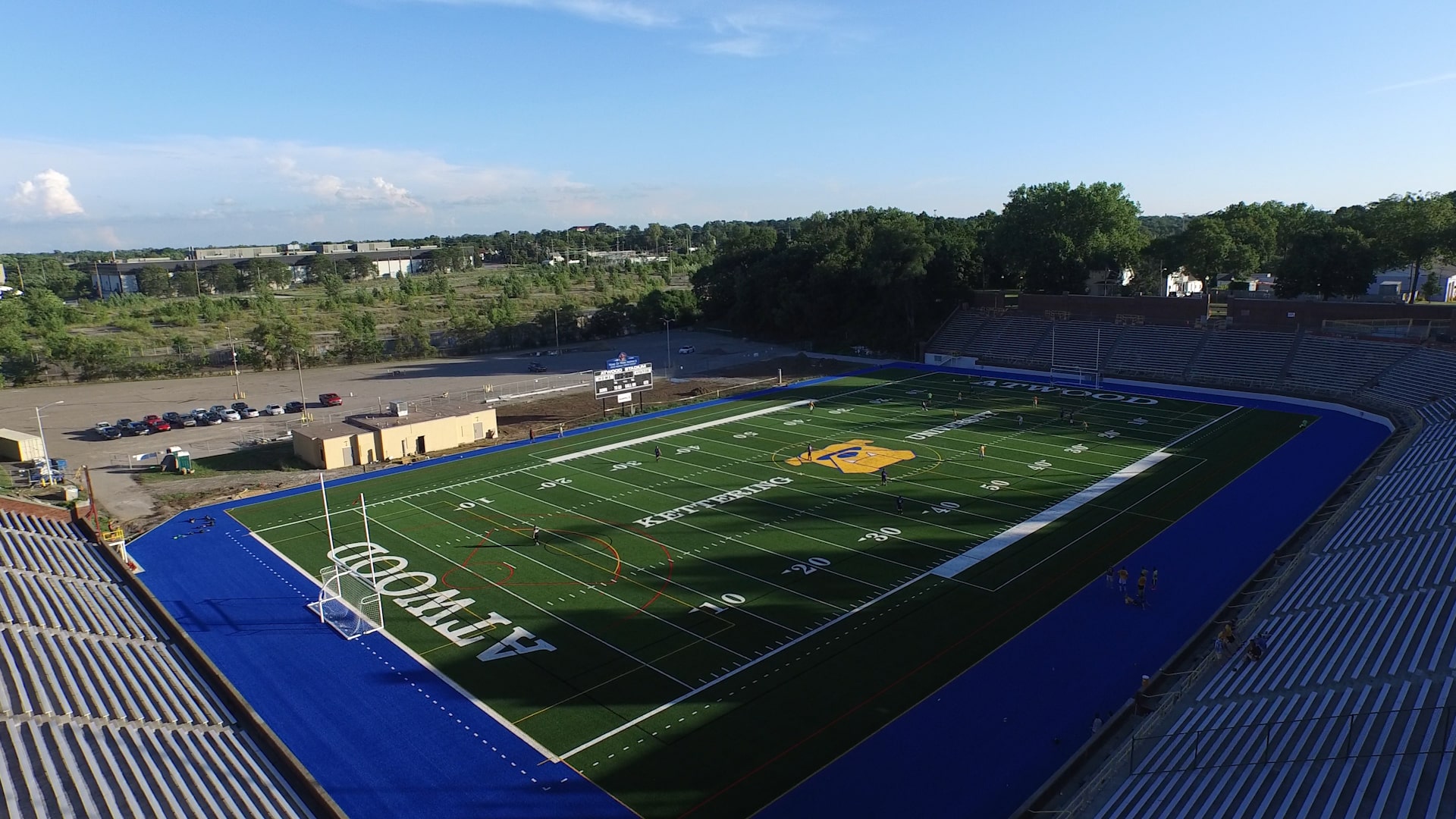 An aerial view of Kettering's historic Atwood Stadium