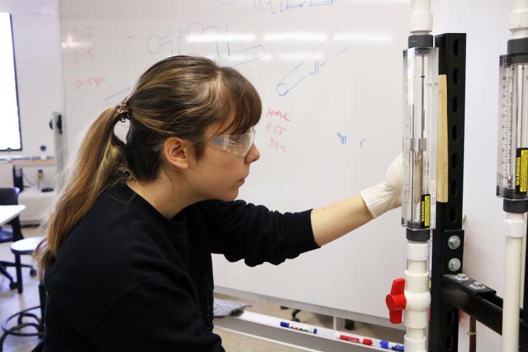 Chemical engineering students have opportunities to use industry standard equipment.