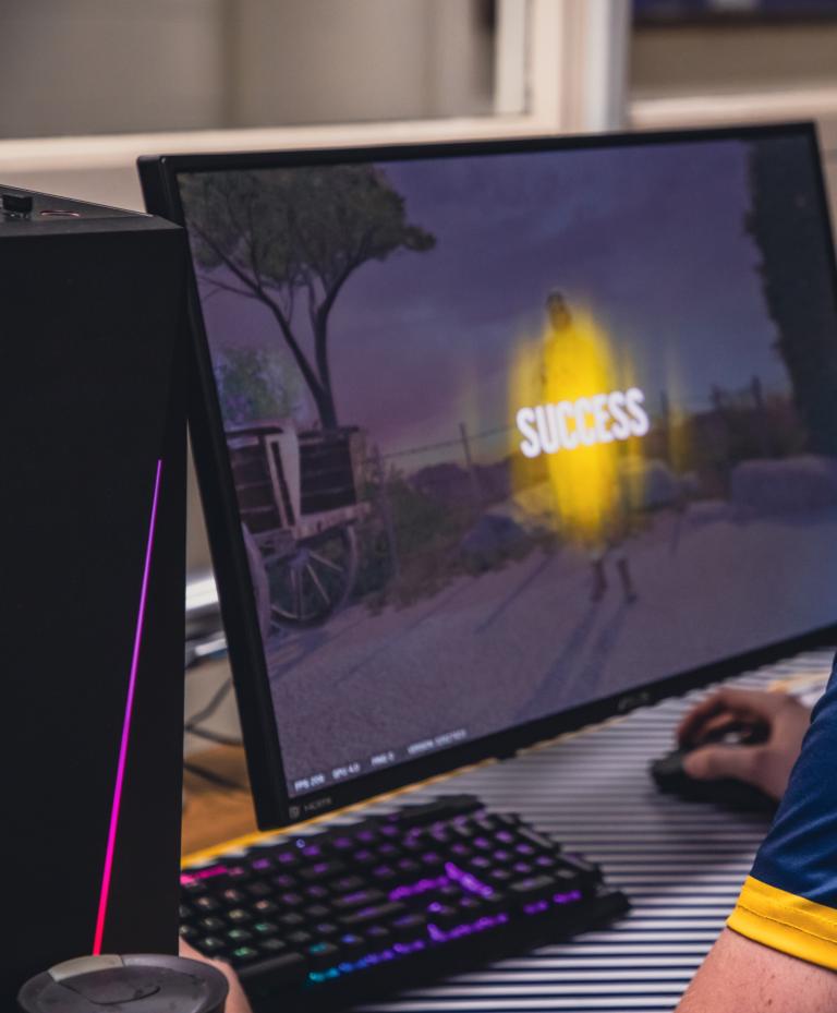 A computer screen with "success" displayed on it.