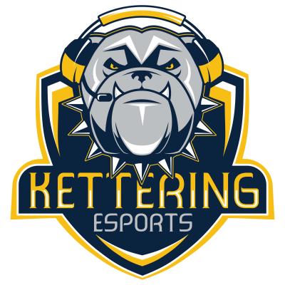 The Kettering University Esports Logo, with General D, the school's mascot, wearing a gamer headset.