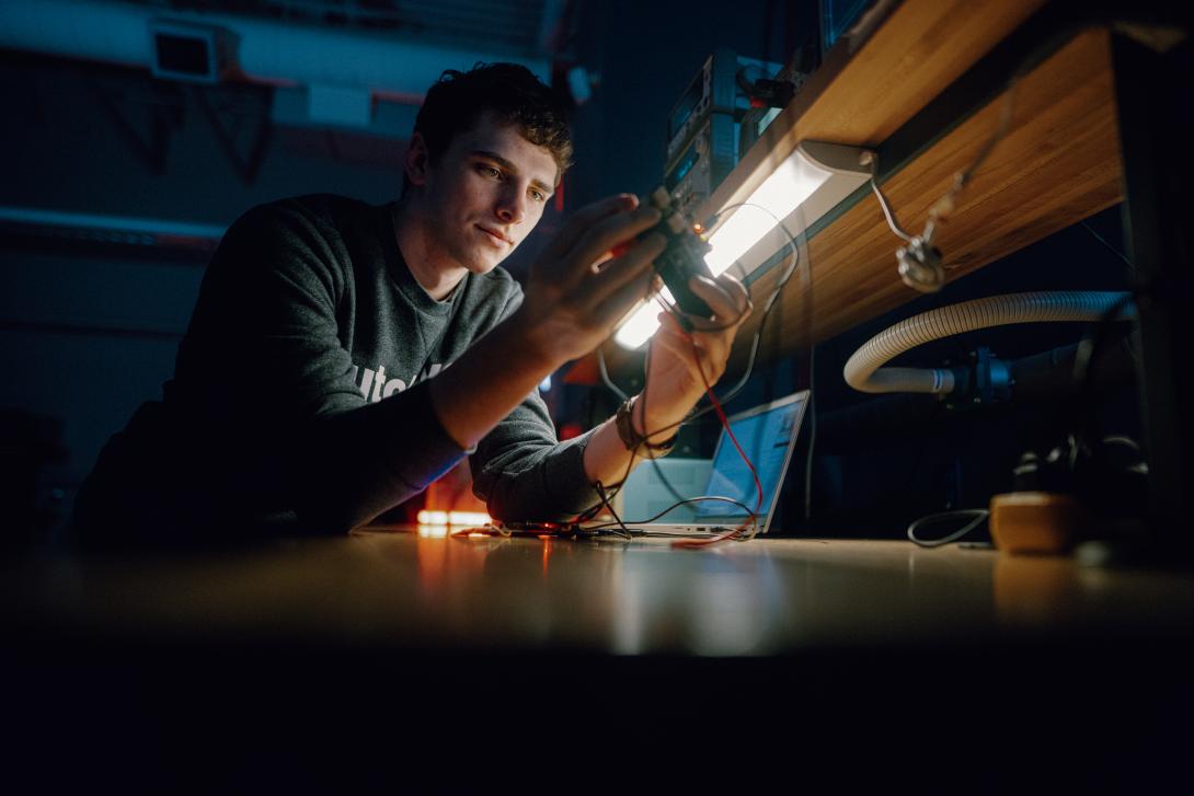 student working in design cicuit lab