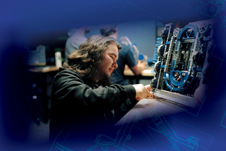 student working in lab